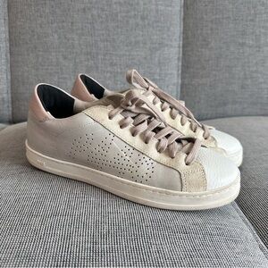 P448 Metallic Leather Classic Soft Lace Up Sneakers Size 36, 5.5-6 US Women’s